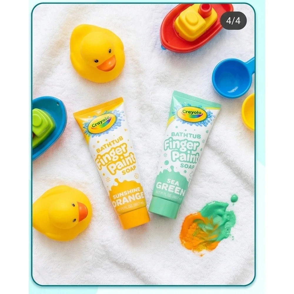 Crayola Bathtub Finger Paint Soap Sunshine Orange‎ Sea Green 3oz 2pk Kids Bath